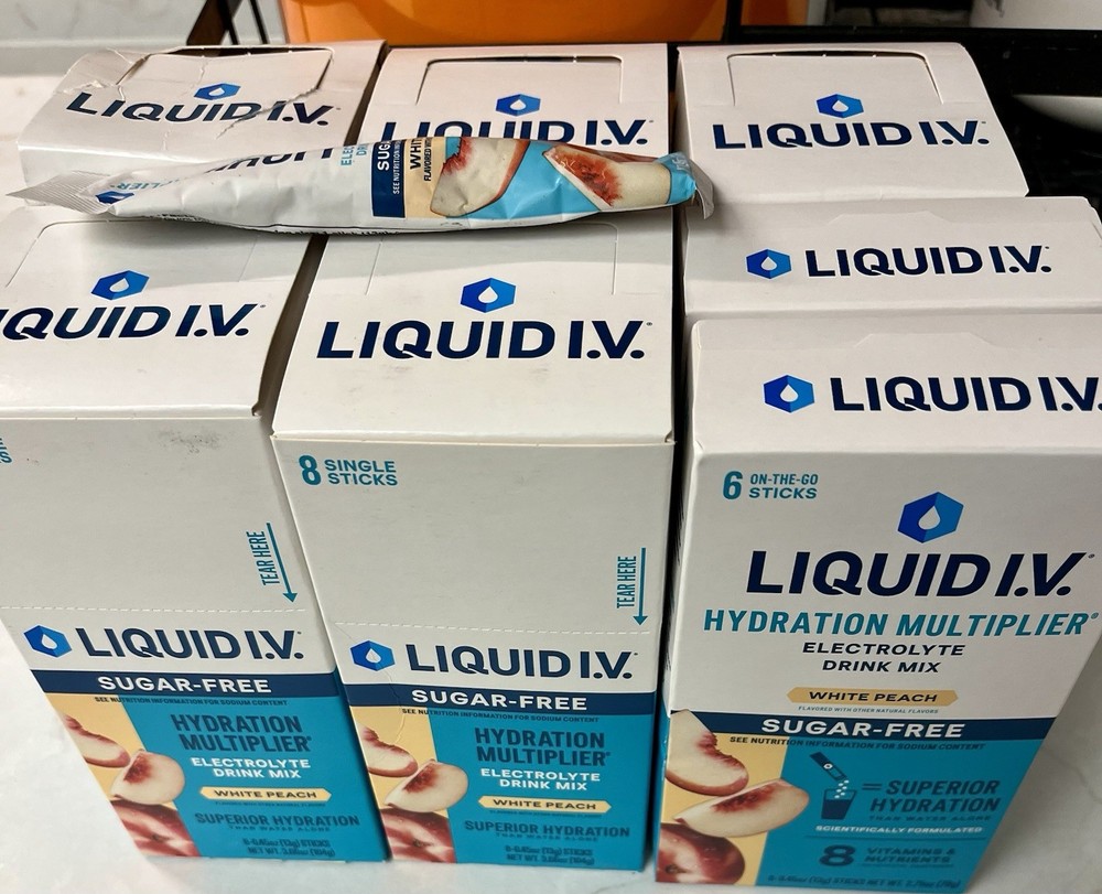 Liquid IV Hydration Multiplier Electrolyte Drink Mix White Peach 51 Packets