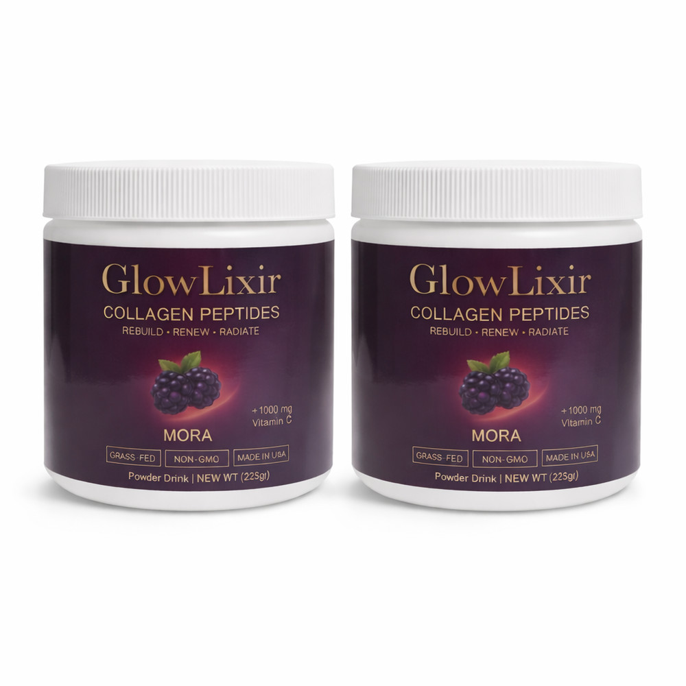 GlowLixir Collagen Peptides Mora Berry + 1000 mg Vitamin C 225g Powder 2 Packs