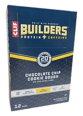 Clif Builder’s Bar – Chocolate Chip Cookie Dough w/ Caffeine 2.4 Oz. Box of 12