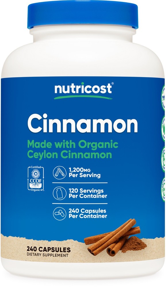 Nutricost Cinnamon Capsules (240 capsules) 1200mg per serving – Gluten-Free