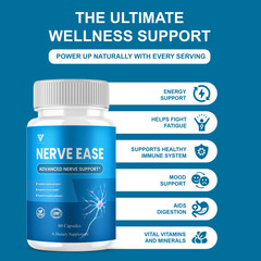 Nerve Ease Advanced Support, NerveEase Health Pills (60 Capsules)