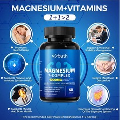 Assistance Complex 7 Magnesium Caps 60 Count Sleep Viyouth Bone Health.
