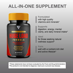 Huge Load Advanced Formula, HugeLoad Male Support Pills (60 Capsules)