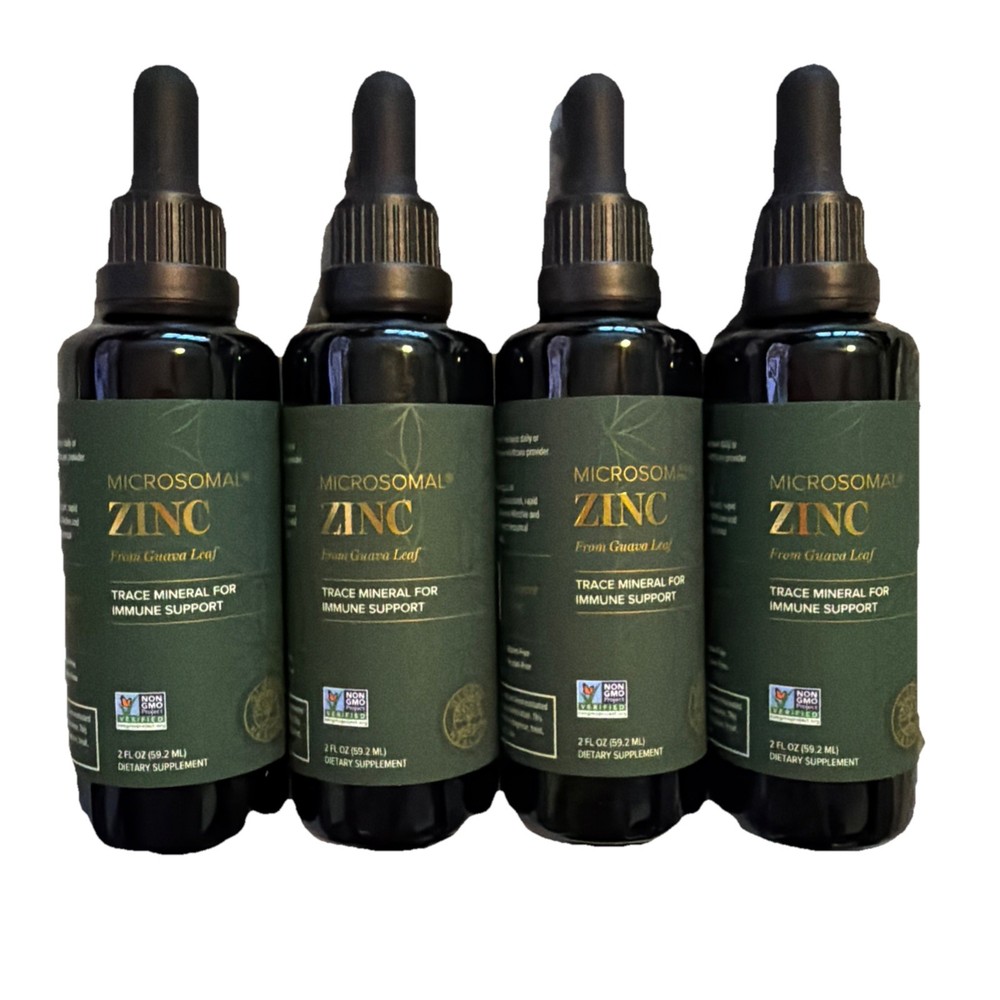 4 BOTTLES Global Healing Organic Liquid Zinc Drops 2oz Immune Support