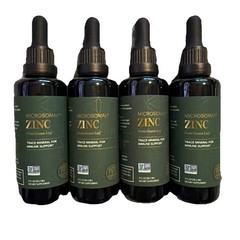 4 BOTTLES Global Healing Organic Liquid Zinc Drops 2oz Immune Support