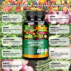 Organic Superfood Greens – Boost Energy, Gut Health, Fruit and Veggie Supplement