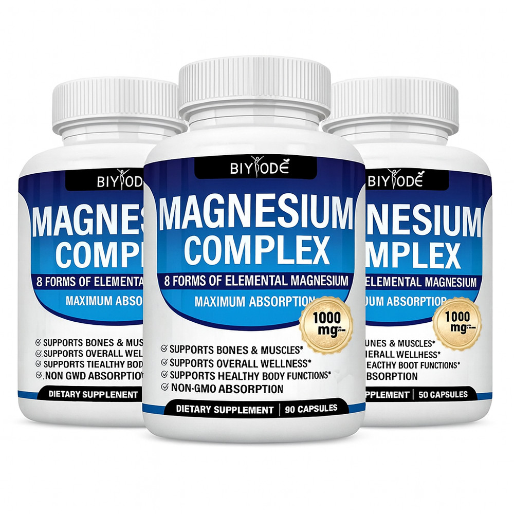 1-3X Magnesium complex supplement: 1000mg of 8-element magnesium, 90 capsules