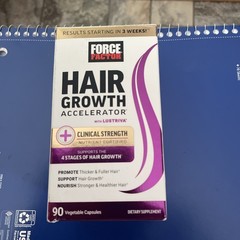FORCE FACTOR HAIR GROWTH ACCELERATOR W/ LUSTRIVA 90 VEGETABLE CAPSULES EXP 10/28