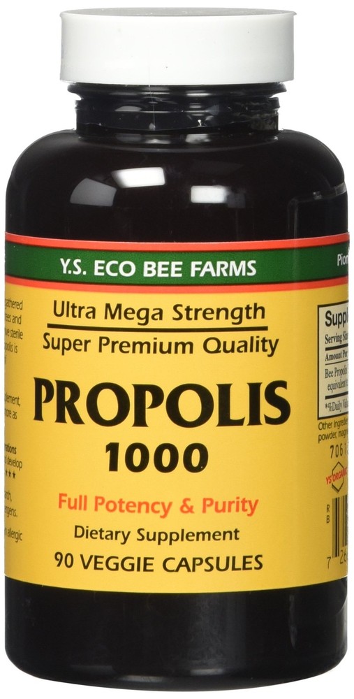 Propolis-Raw Unprocessed 1000mg Y.S. Organic Bee 90 Count (Pack of 1), Red
