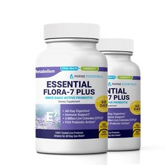 Essential Flora 7 Plus – 700mg Complete Probiotics for Women and Men 2 Bottles