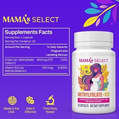 Mama’s Select Methylfolate 5-MTHF + B12 Pregnancy Breastfeeding 30 Capsules