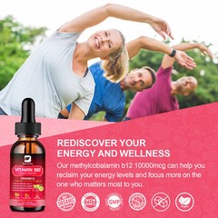 Vitamin B12 Supplement Liquid Drops Extra Strength Suport Immunity Energy 60ML