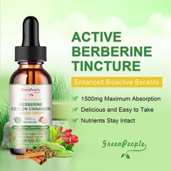 2 Pack Berberine Ceylon Cinnamon Liquid Drops 1500mg PER SERVING 120ml