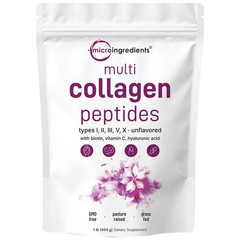 Type I II III V X Unflav – Micro Ingredients Multi Collagen Peptides Powder 16oz
