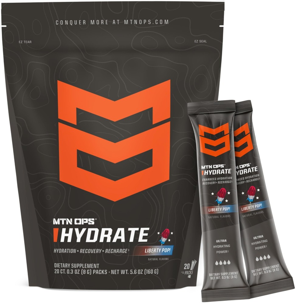 MTN OPS Hydrate Low Sugar Electrolyte Powder 5.6 Ounce (Pack of 1), Various