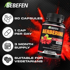 Berberine Capsules with Black Pepper Extract – 90 Capsules – 3 Month Supply