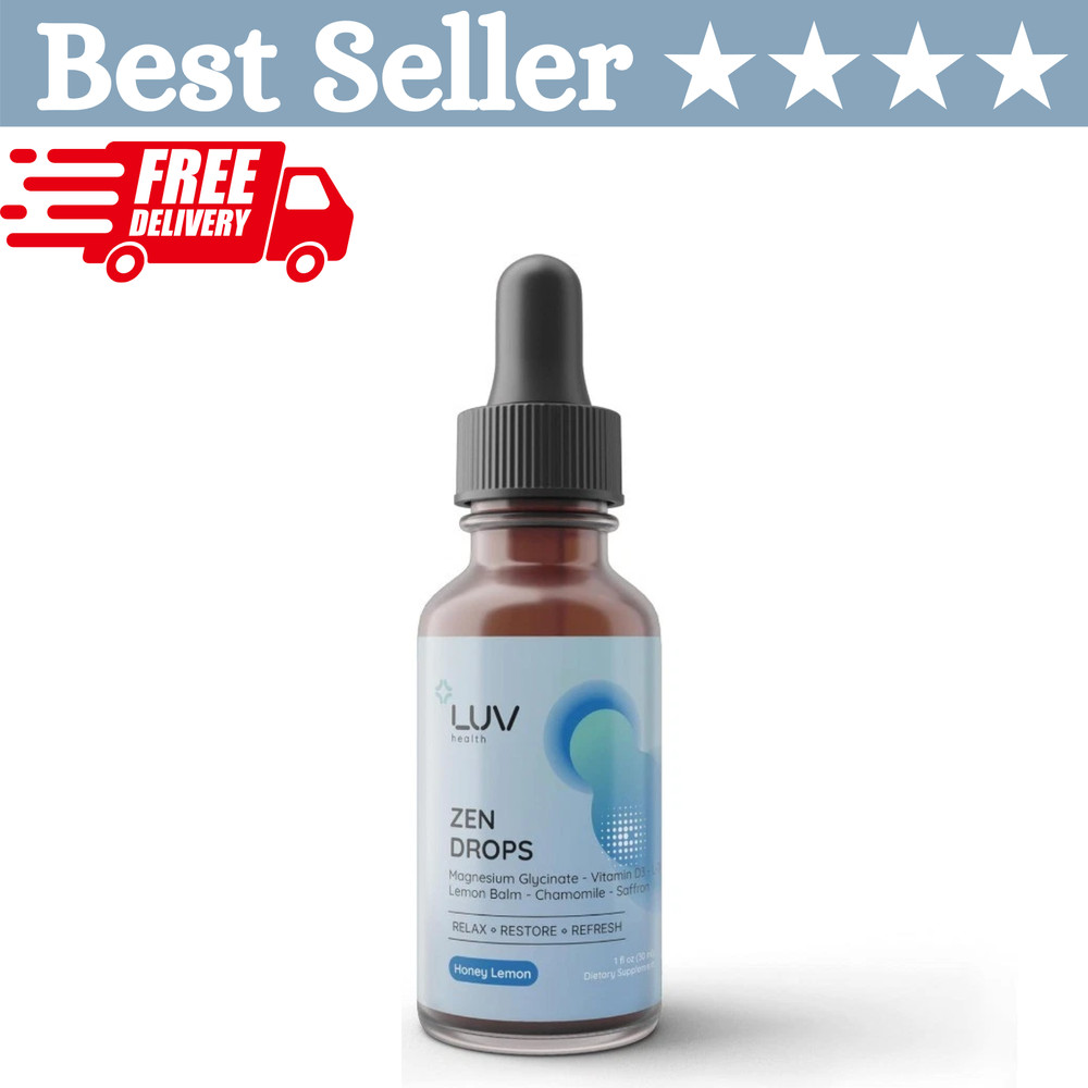 LUV Zen Drops Stress Support with Magnesium Glycinate and Lemon Balm Vegan