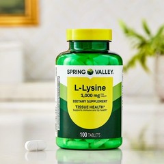 2 pack Spring Valley L-lysine Tablets 1000 mg 100 Tablets Fresh Stock
