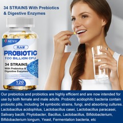 34 Strains with 100 Billion Probiotics CFU Probiotic Capsules Digestive Support