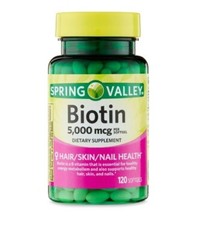 Spring Valley Biotin Dietary Supplement Softgels 5,000 mcg 120 Count