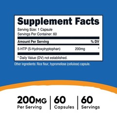 Nutricost 5-HTP 200mg, 60 Capsules (5-Hydroxytryptophan) – Gluten Free, Non-GMO