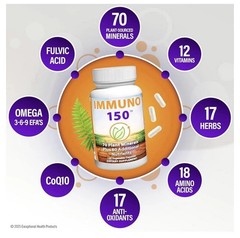 2 BOTTLES-Immuno 150 Immune Support Supplement –150 Veg Caps Vitamins & Minerals