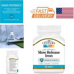 Slow Release Iron Tablets 60 Count Pack of 3 Gluten Free Iron Supplement