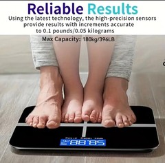 Digital Bathroom Scale 400lb USB Rechargeable LED Display Black