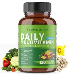 Men Daily Multivitamin Caps with D3,K2,B For Energy,Immune&Muscle Wellness 120CT