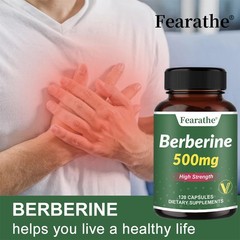Berberine HCL Extract 500mg, Healthy Cholesterol Heart Health 120 Caps