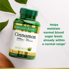 Nature’s Bounty Cinnamon 2000mg Plus Chromium Sugar Metabolism Capsules 60 ct