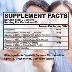 4-in-1 Complex with Benfotiamine and Curcumin Supports Blood Sugar 120 Capsules