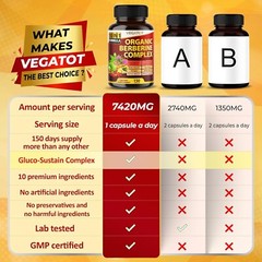 Premium Berberine with Ceylon Cinnamon 12,900mg 150 Caps Heart Health & Immune