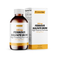 Ferrous Sulfate 325mg Liquid Iron 65mg of Elemental Iron by Llorens Care – 6 oz