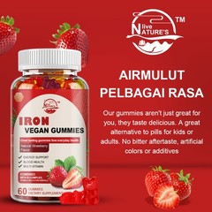 Iron Gummies Supplement with Vitamin C, Folate, B12, B6 Energy Support Daily