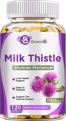 Milk Thistle Liver Cleanse Detox Herbal Liver Support Supplement 120 Capsules