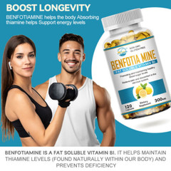 Benfotiamine 300mg Veg Capsules Fat Soluble Thiamine Vit B1 NON-GMO, Gluten Free