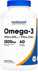 Nutricost Omega 3 Fish Oil – 2500MG, 120 Softgels (40 Serv) – 3x Strength