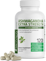 Bronson Ashwagandha Extra Strength Stress & Mood Support with Bioperine – Non GM