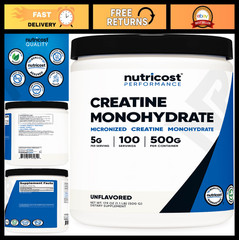 Micronized Creatine Monohydrate Powder 500g – 5000mg per Serving, 100 Servings