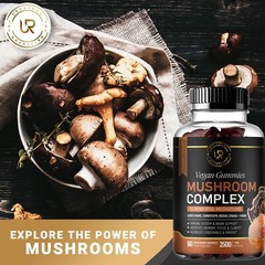 Mushroom Extract Complex Gummies Lions Mane Chaga 2-pack Focus Memory Immunity