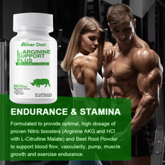 L-Arginine 60 Nitric Oxide,Testosterone Booster,Energy Support Capsules 3000 mg