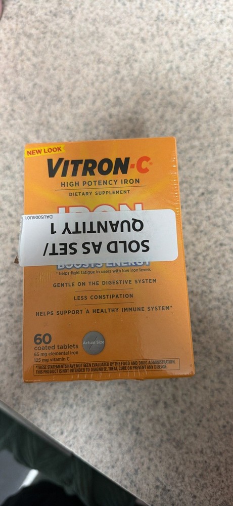 Vitron C Iron Supplement with Vitamin C 60 Tablets- 2 pack! Expires 04/2027