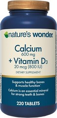 Calcium 600 Mg Vitamin D3 800 IU Bone Muscle Nerve Health Support, 250 Tabs
