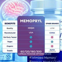 (3 Pack) MemoPryl Advanced Nootropic Brain Support Max Supplement 180 Capsules