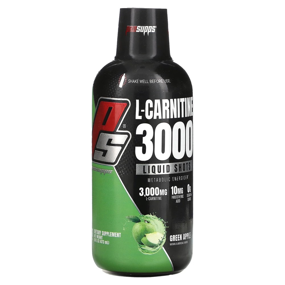 2 X ProSupps, L-Carnitine 3000 Liquid Shots, Green Apple, 16 fl oz (473 ml)