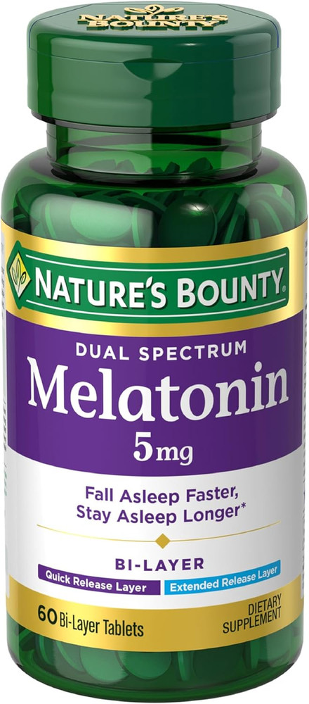 Nature’S Bounty Melatonin 5Mg 100% Drug Free Quick + Extended Release 60 Tabs