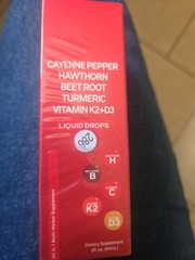 Cayenne Pepper Hawthorn Beet Root Turmeric Vitamin K2+D3 Liquid Drops (60ML)
