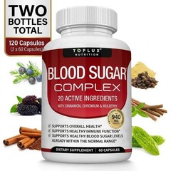 TOPLUX Blood Sugar Complex 2-Pack Cinnamon Chromium Mulberry 120 Capsule