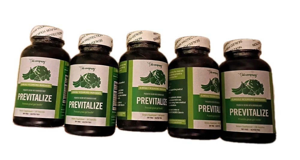 BB Company Previtalize Super Prebiotic Herbal Blend Exp 8/26 Lot Of 5× 60 Count